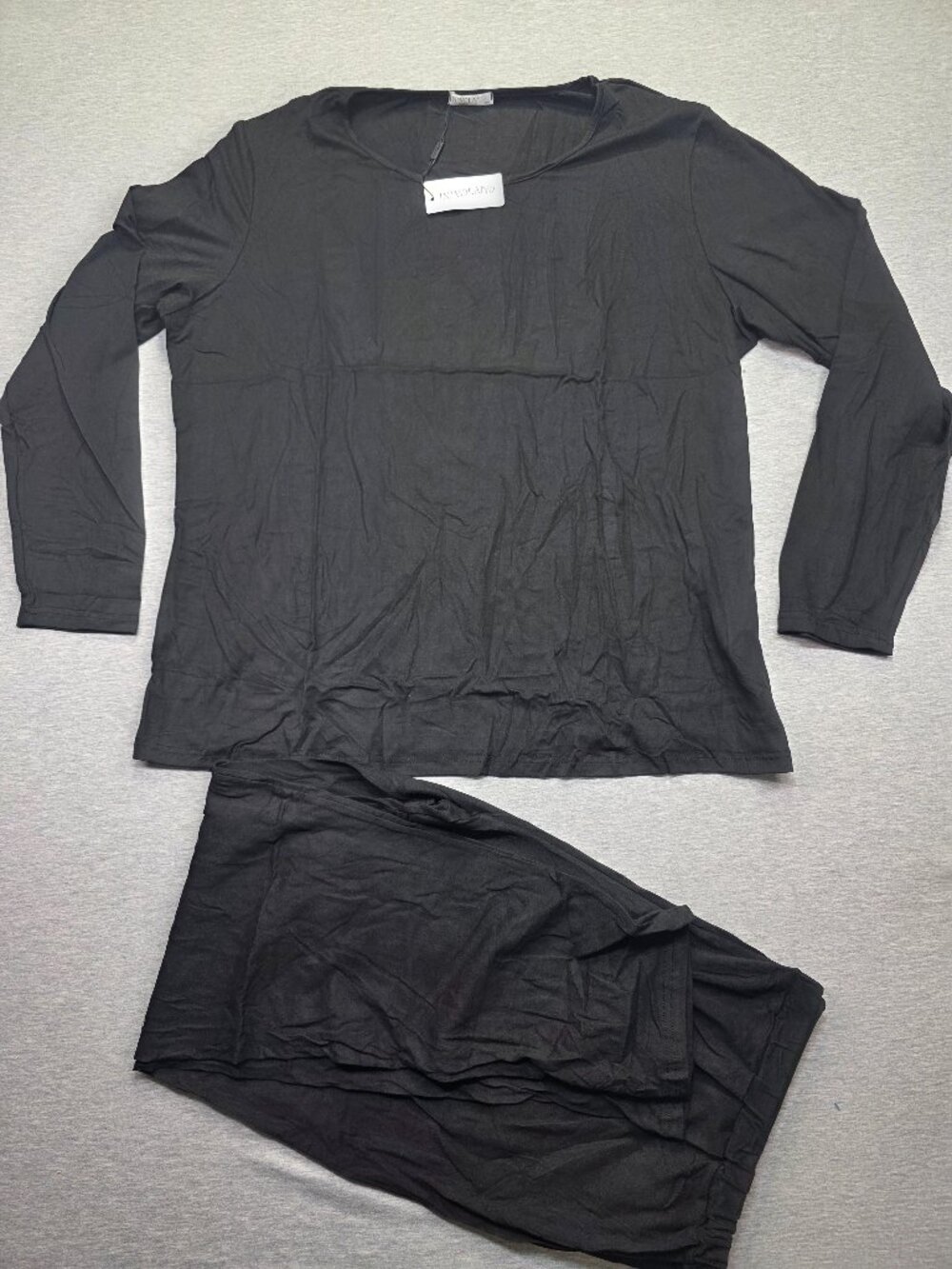 NWT In'Voland Plus Size Pajama Lounge Set 26W Black Long Sleeve 2PC